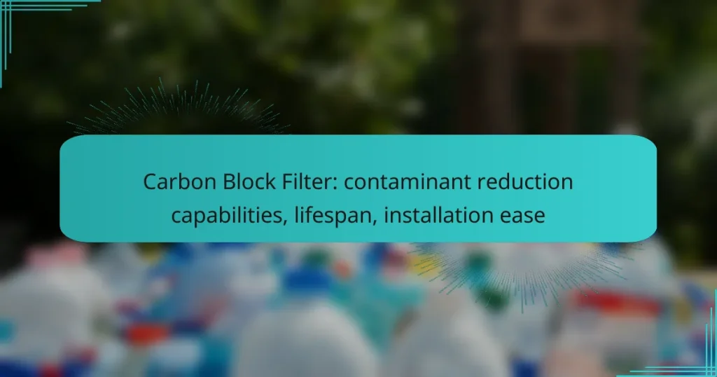 Carbon Block Filter: contaminant reduction capabilities, lifespan, installation ease