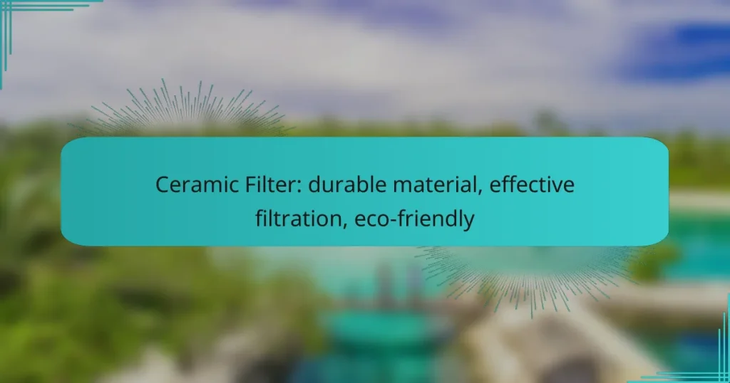 Ceramic Filter: durable material, effective filtration, eco-friendly