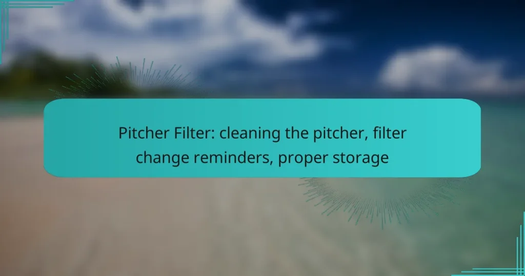 Pitcher Filter: cleaning the pitcher, filter change reminders, proper storage