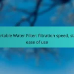 Portable Water Filter: filtration speed, size, ease of use