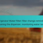 Refrigerator Water Filter: filter change reminders, cleaning the dispenser, monitoring water taste