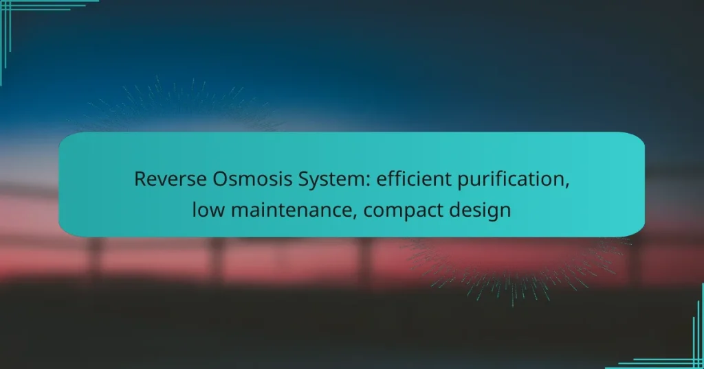 Reverse Osmosis System: efficient purification, low maintenance, compact design