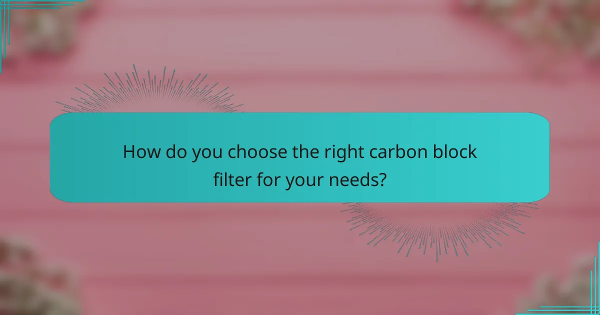 How do you choose the right carbon block filter for your needs?