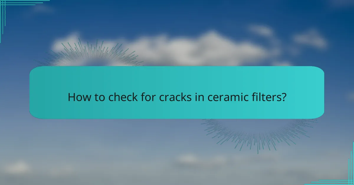 How to check for cracks in ceramic filters?