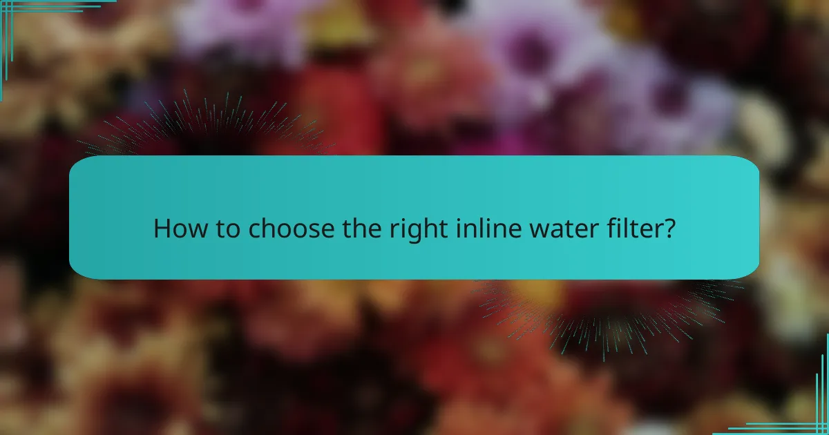 How to choose the right inline water filter?