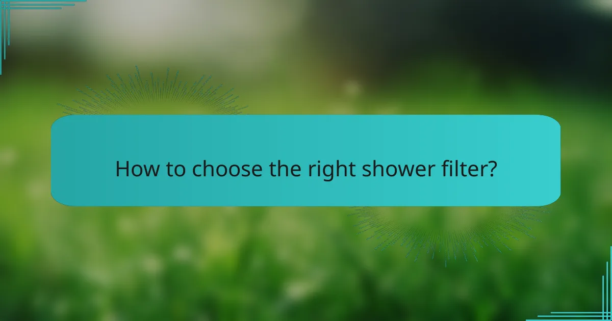 How to choose the right shower filter?