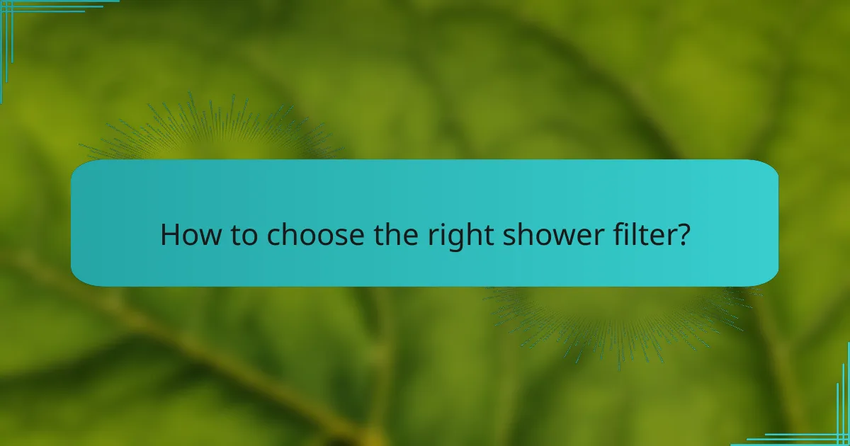 How to choose the right shower filter?