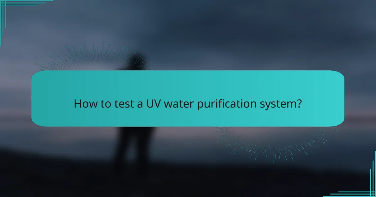 How to test a UV water purification system?
