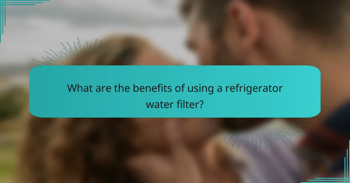 What are the benefits of using a refrigerator water filter?