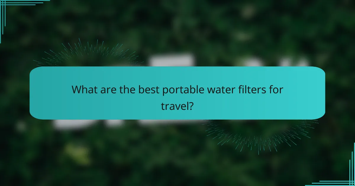 What are the best portable water filters for travel?