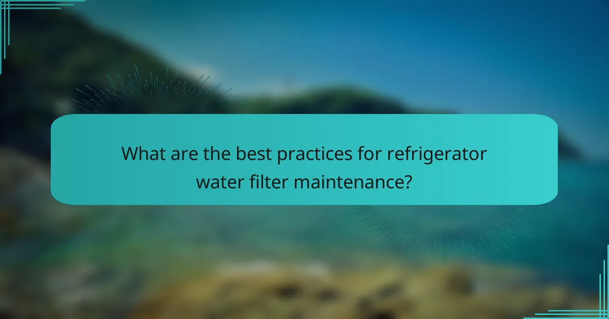 What are the best practices for refrigerator water filter maintenance?