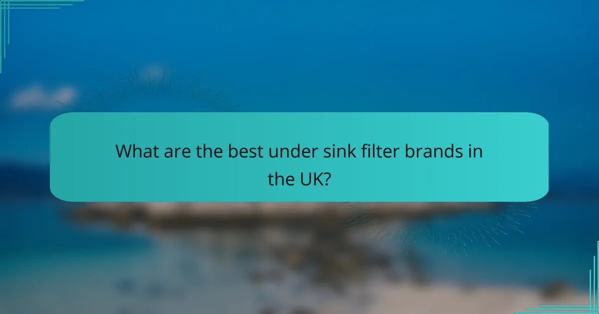 What are the best under sink filter brands in the UK?