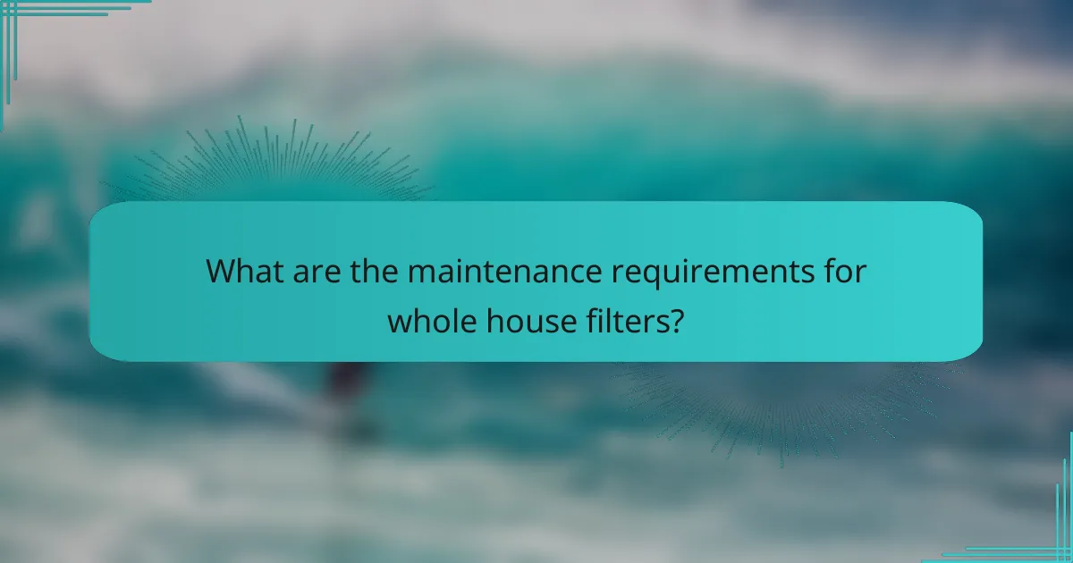 What are the maintenance requirements for whole house filters?