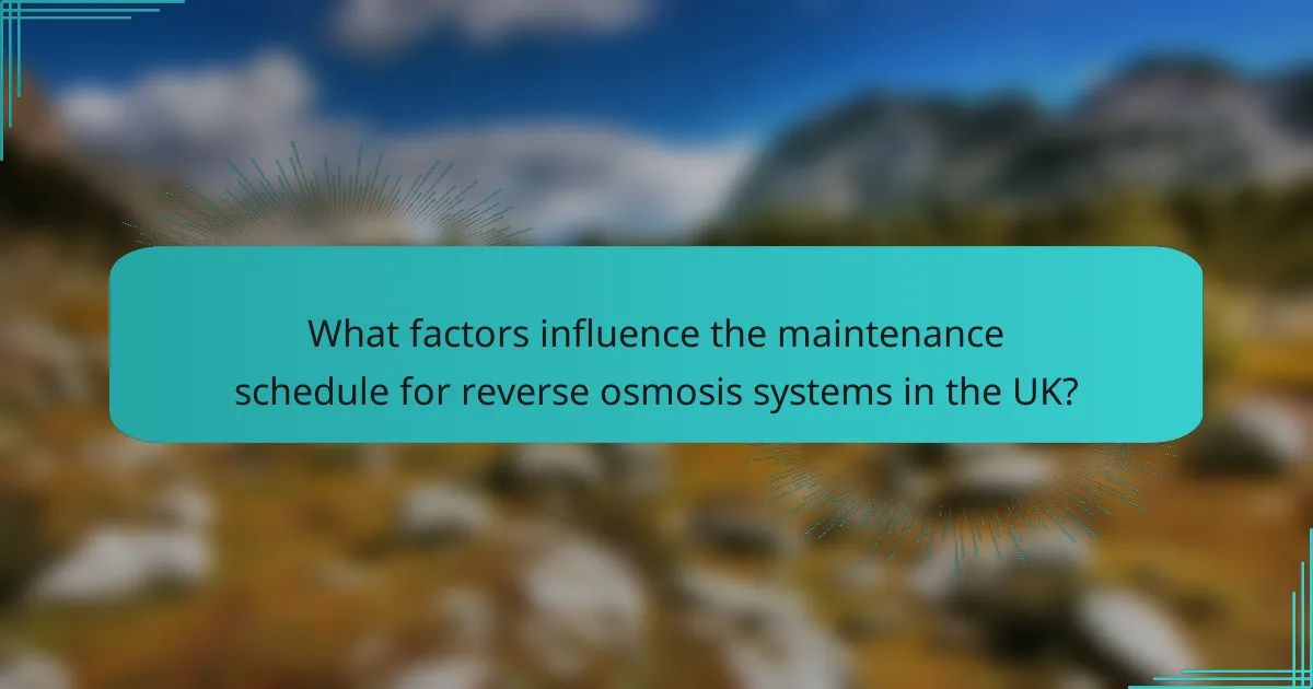 What factors influence the maintenance schedule for reverse osmosis systems in the UK?