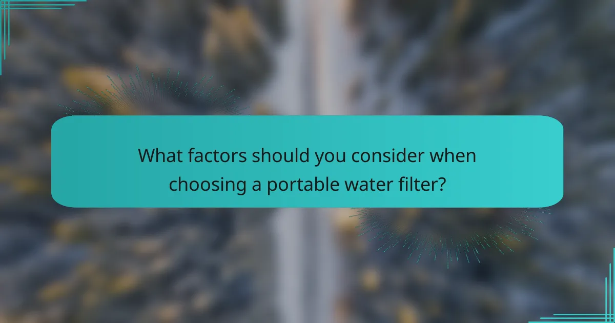 What factors should you consider when choosing a portable water filter?
