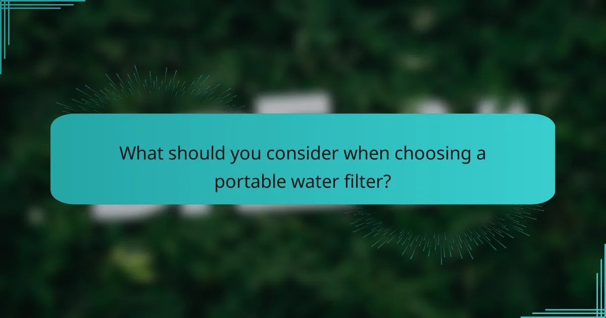 What should you consider when choosing a portable water filter?
