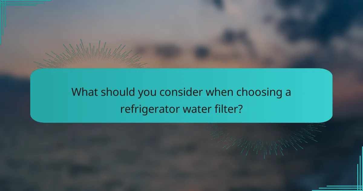 What should you consider when choosing a refrigerator water filter?